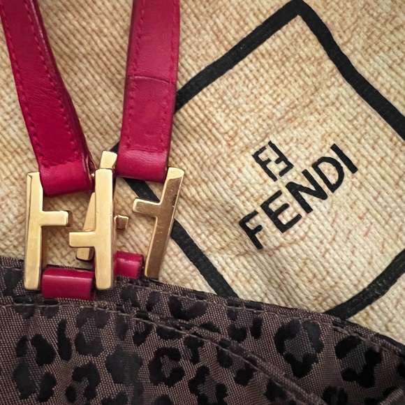 Authentic Vintage FENDI 3 piece set! Mint Condition! Leopard tote, cosmetic bags - Picture 9 of 10